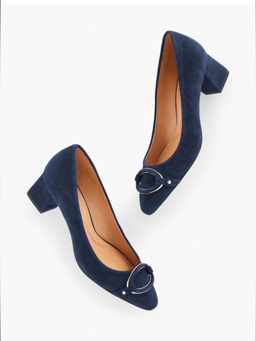 NWOT TALBOTS KAYLA BUCKLE BLOCK HEEL SUEDE PUMPS
